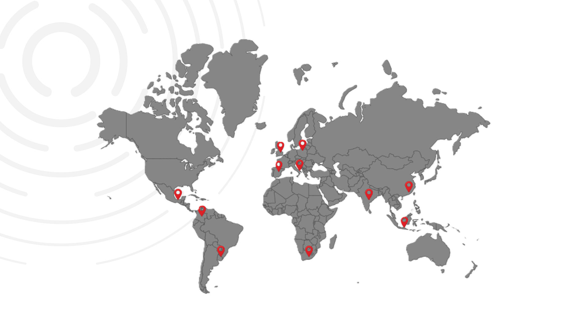 Mapamundi con los países en los que ENAR tiene presencia directa