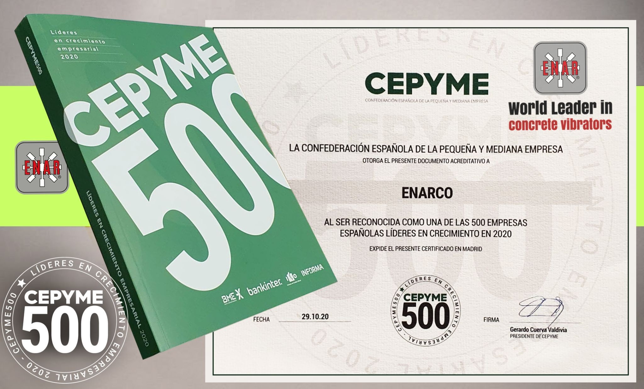 ENAR is recognized by CEPYME as one of the Top 500 Growth Leader Spanish Enterprises in 2020